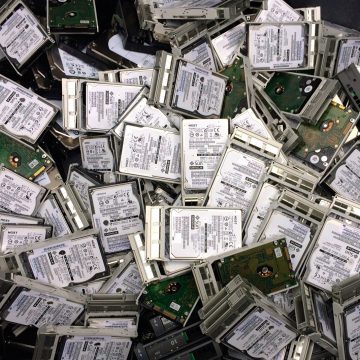Hard disk drives ready for shredding