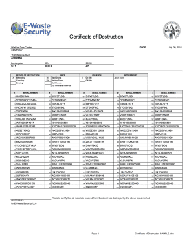 Certificate of Destruction - MPAA Content Security Best Practices