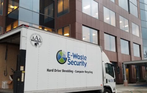 E-Waste Security truck at office building in Los Angeles