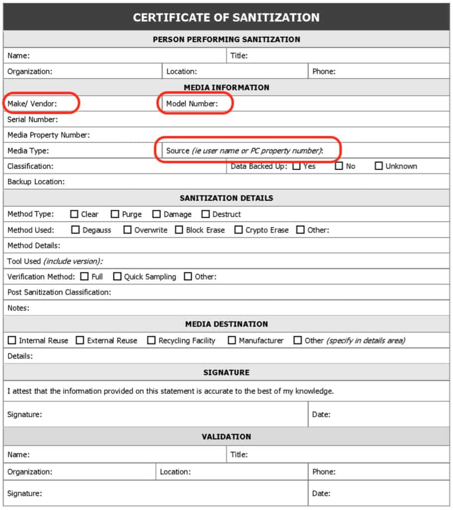 NIST 21-21 Certificate of Destruction - E-Waste Security With Regard To Certificate Of Disposal Template