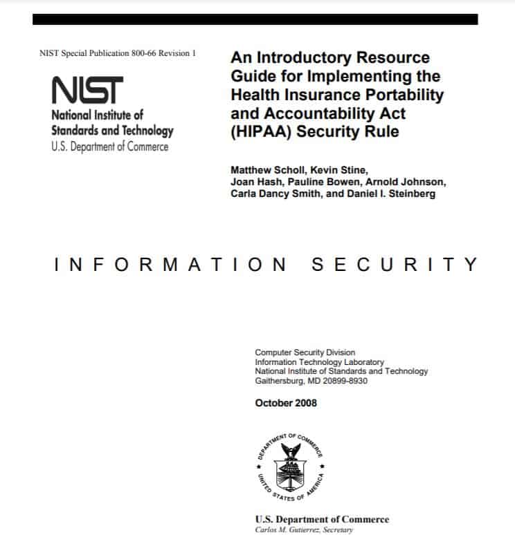 NIST 800-66 HIPAA Security Rule