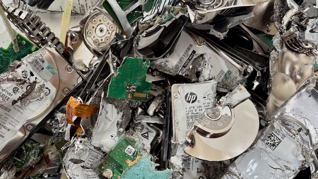 Shredded computer hard drives